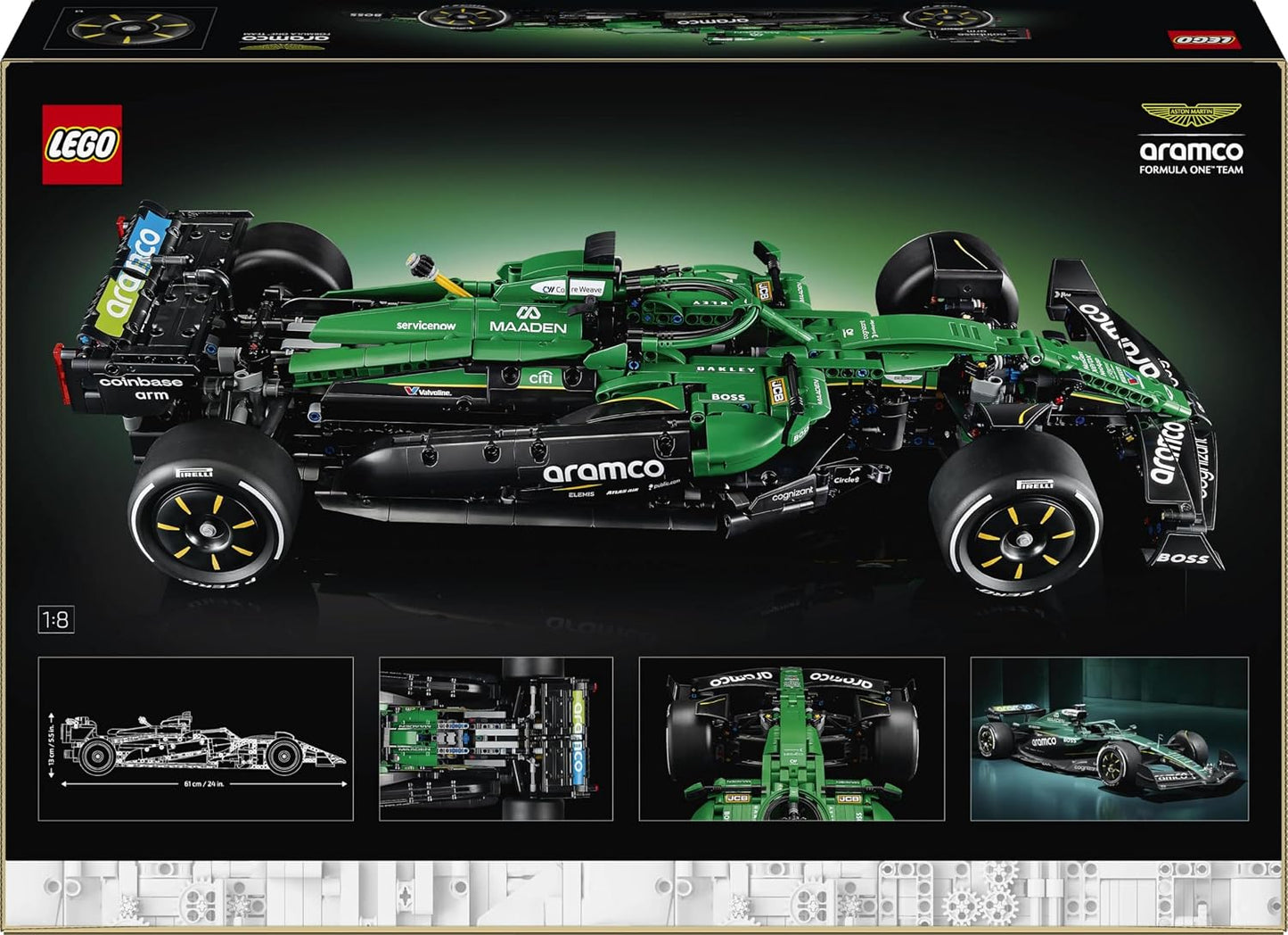 LEGO Technic 42240 Aston Martin Aramco AMR25 F1 Car 1:8 Scale Building Set for Adults, 1547 Pieces