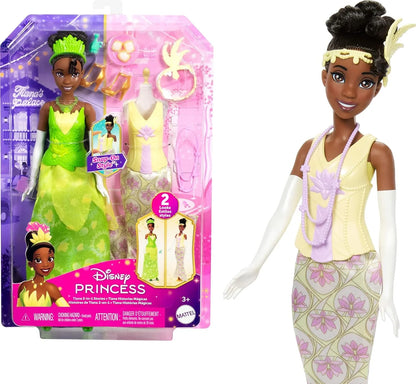 Disney Princess 2-in-1 Stories Tiana Fashion Doll with 2 Snap-On Bodices, 2 Skirts & 9 Accessories - Jaiman Toys