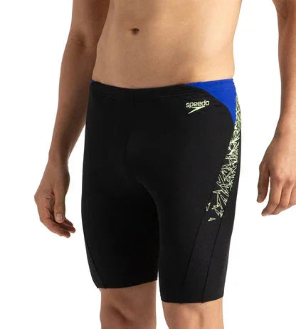 Speedo Men's Endurance+ Boom Splice Jammer – Black & Bright Zest, Chlorine Resistant, UV Protection - Jaiman Toys