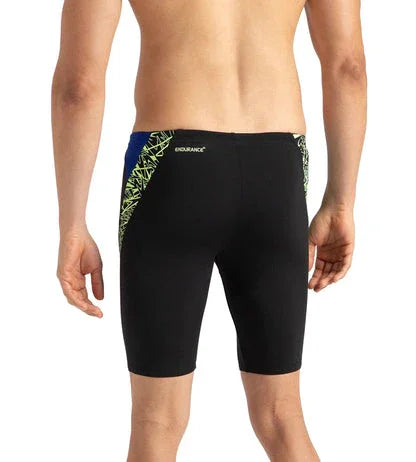 Speedo Men's Endurance+ Boom Splice Jammer – Black & Bright Zest, Chlorine Resistant, UV Protection - Jaiman Toys