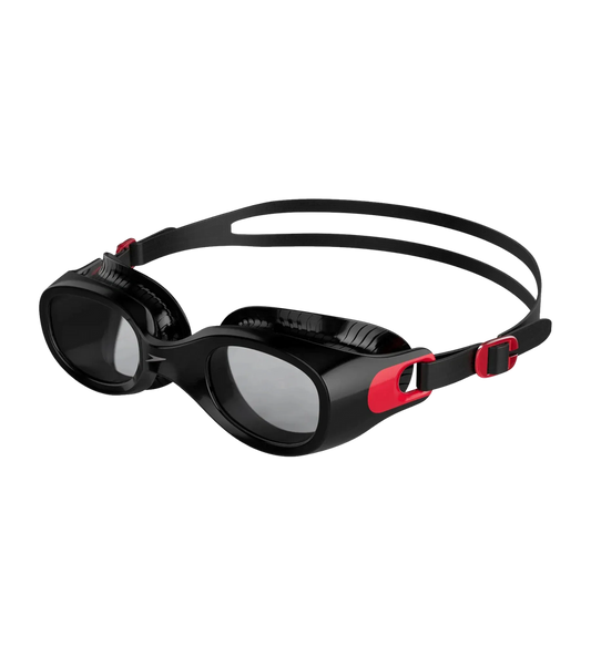 Speedo Futura Classic Adult Smoke-Lens Swim Goggles with Anti-Fog and UV Protection – Red & Smoke