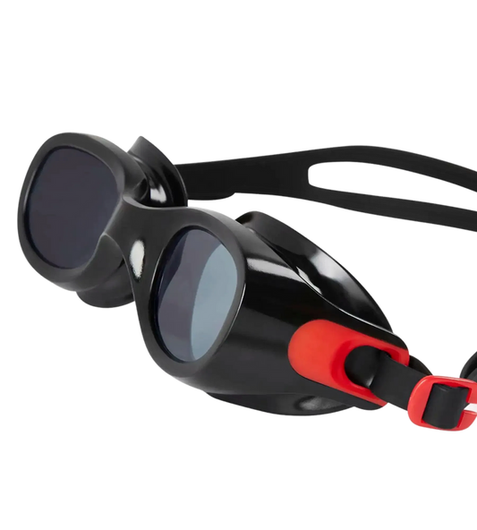 Speedo Futura Classic Adult Smoke-Lens Swim Goggles with Anti-Fog and UV Protection – Red & Smoke