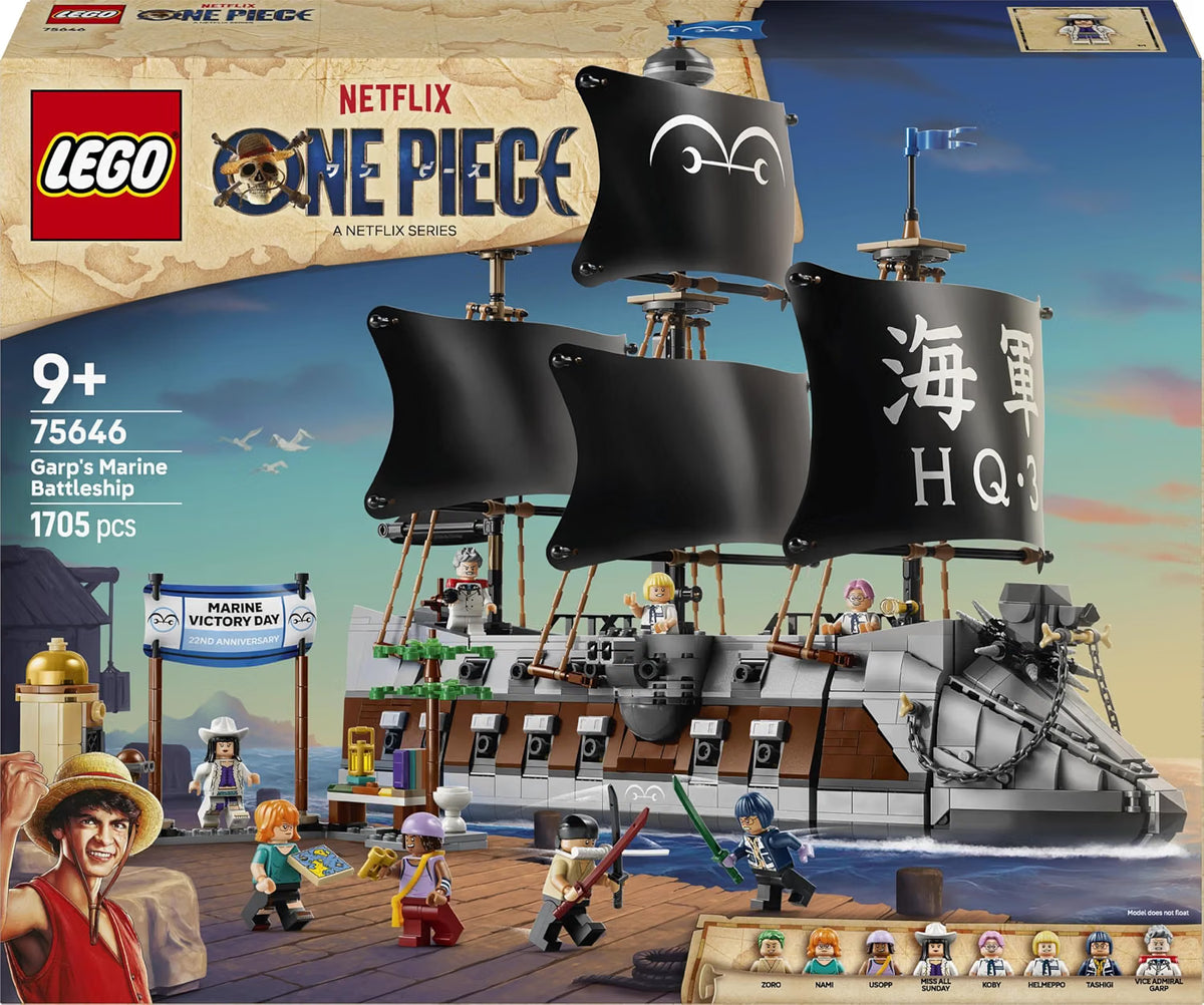 LEGO 75646 ONE PIECE Garp’s Marine Battleship – 1,705-Piece Ship Building Set with 8 Minifigures, Ages 10+