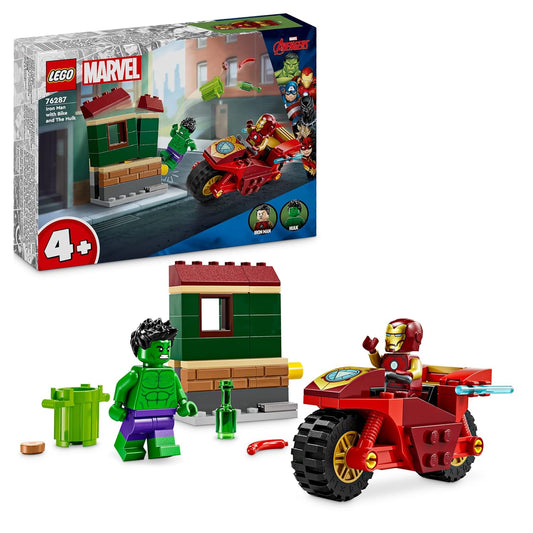 LEGO Marvel 76287 Iron Man with Bike and The Hulk Playset Building Blocks Toys (68 Pieces)