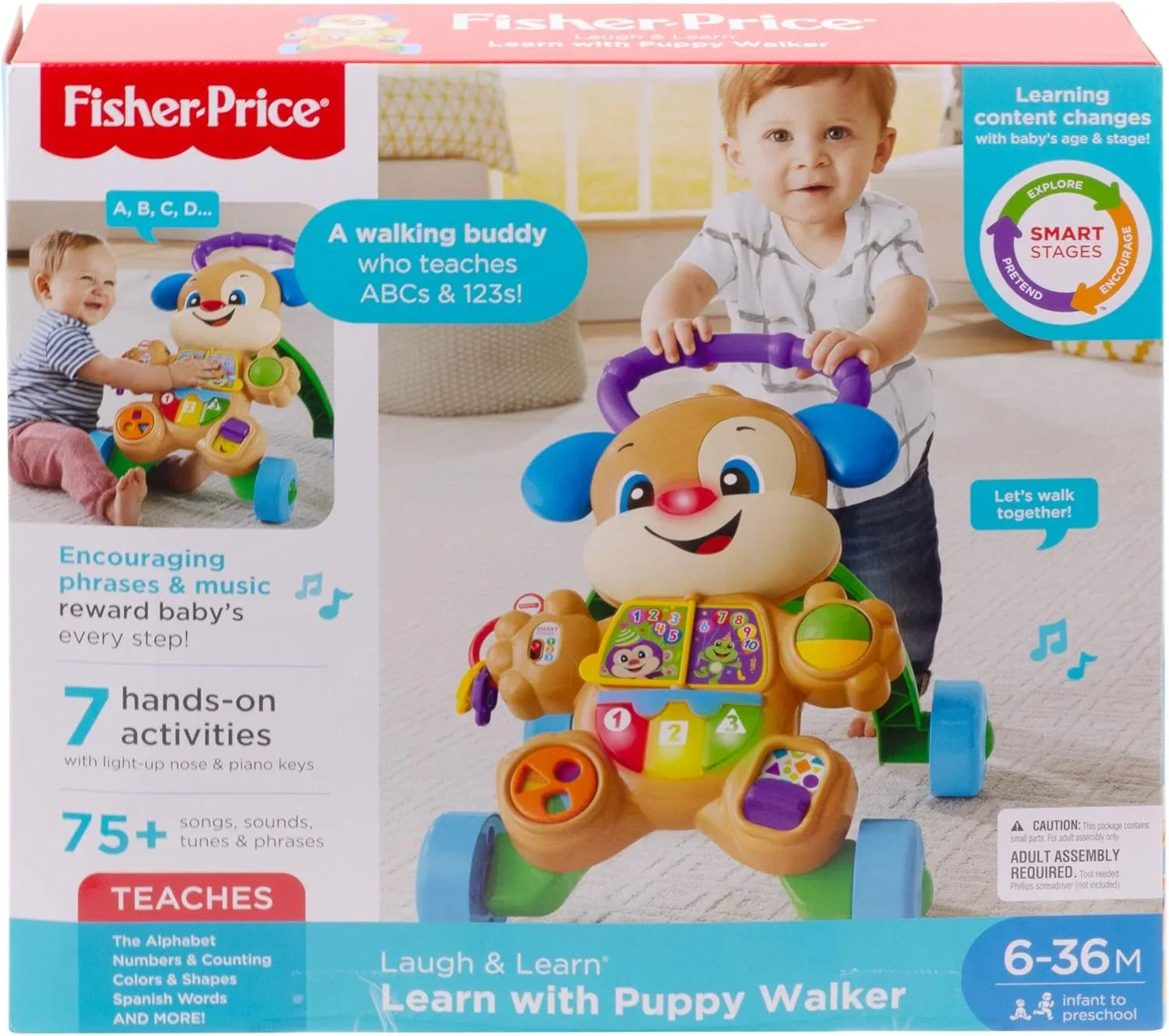Fisher-Price Laugh & Learn Smart Stages Learn with Puppy Walker - musical walking toy for infants and toddlers ages 6 to 36 months - Jaiman Toys