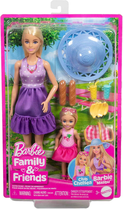 Barbie Family & Friends Dolls & Accessories Playset, Picnic-Themed Playset with Fashion & Small Dolls, Plus 9 Pieces Including Food, JBF43 - Jaiman Toys