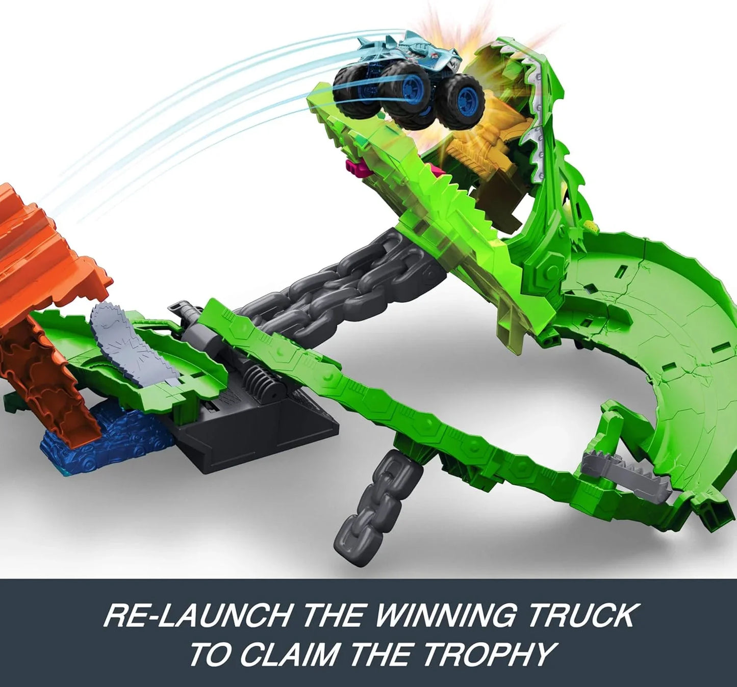 Hot Wheels Monster Trucks – Sharks vs. Dinos Dragon Destruction Playset