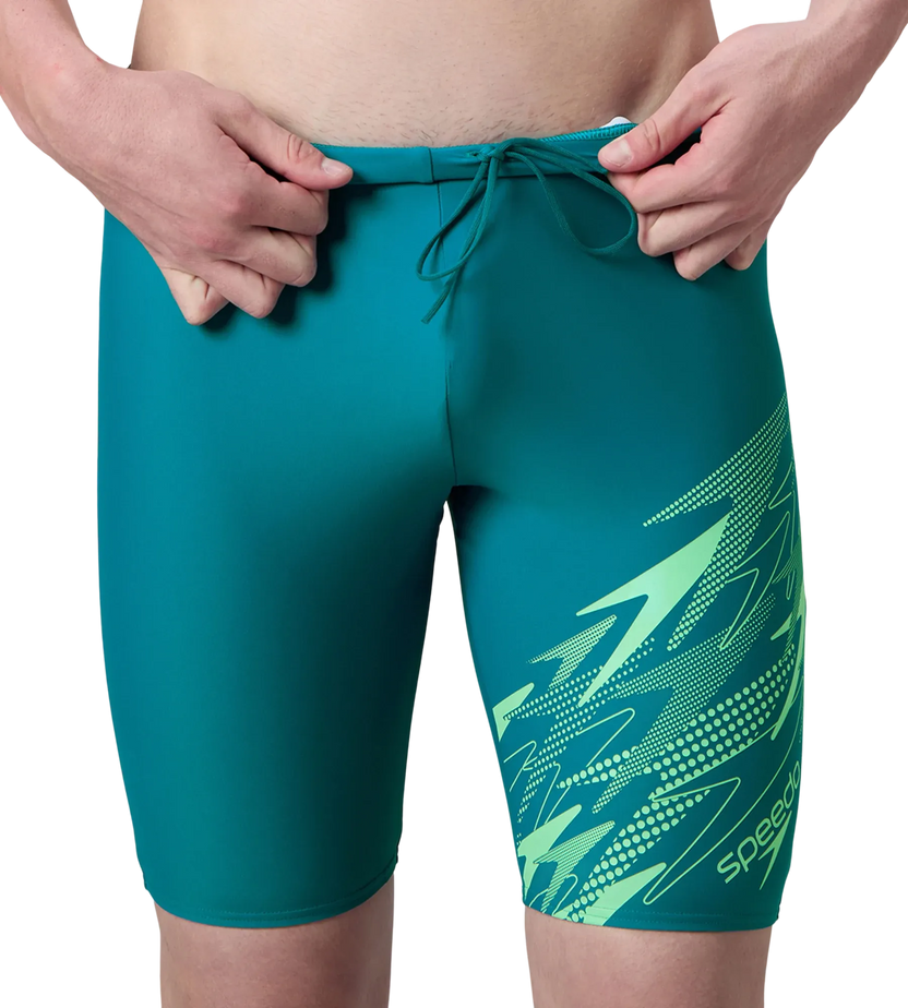 Speedo Medley Jammer Men’s Swimwear – Nordic Teal / Alfalfa Green | Chlorine Resistant Swimming Jammer with UPF 40+ & Drawstring Waist