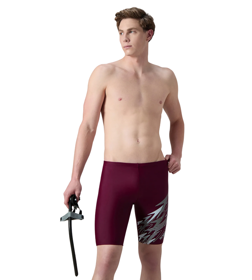 Speedo Men’s Medley Chlorine-Resistant Swimming Jammer with UPF 40+ & Drawstring Waist – Chockaberry & Evening Grey