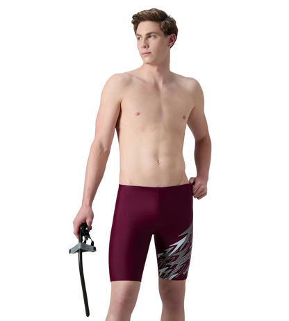 Speedo Men’s Medley Chlorine-Resistant Swimming Jammer with UPF 40+ & Drawstring Waist – Chockaberry & Evening Grey
