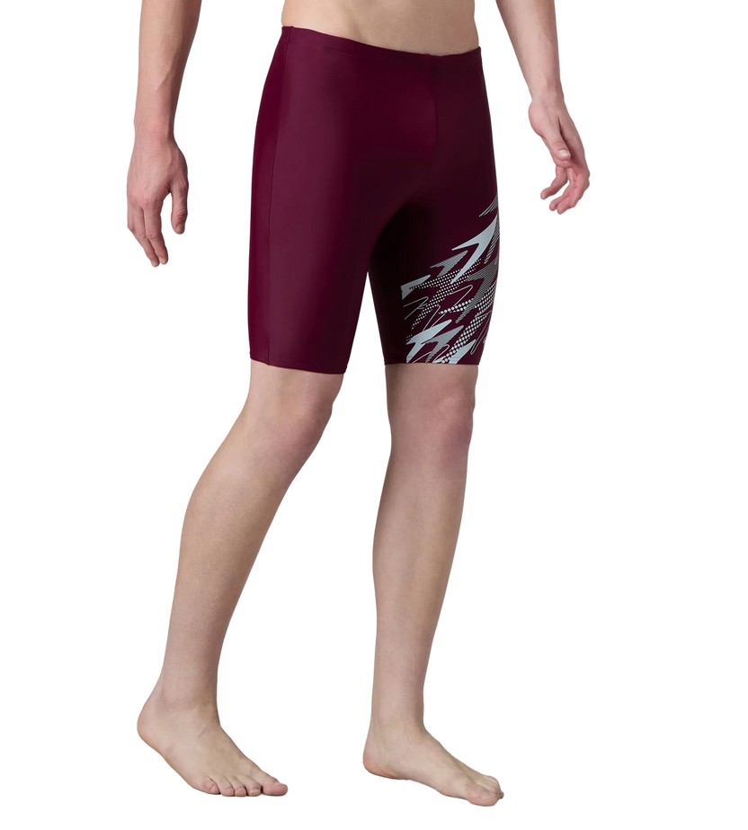 Speedo Men’s Medley Chlorine-Resistant Swimming Jammer with UPF 40+ & Drawstring Waist – Chockaberry & Evening Grey
