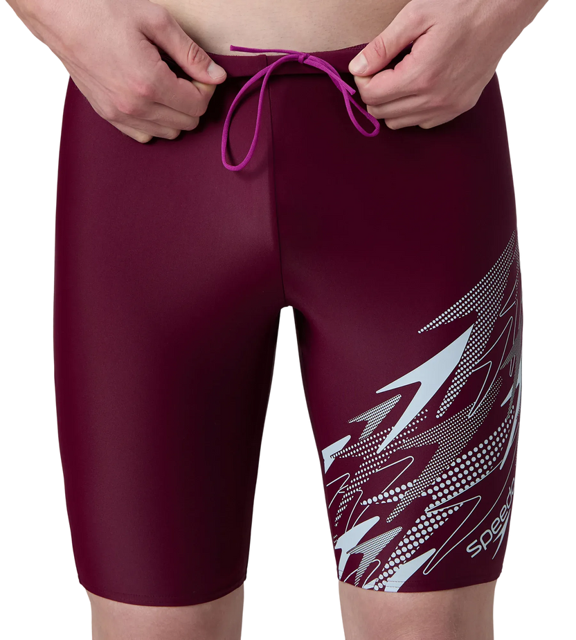 Speedo Men’s Medley Chlorine-Resistant Swimming Jammer with UPF 40+ & Drawstring Waist – Chockaberry & Evening Grey