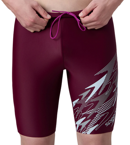 Speedo Men’s Medley Chlorine-Resistant Swimming Jammer with UPF 40+ & Drawstring Waist – Chockaberry & Evening Grey