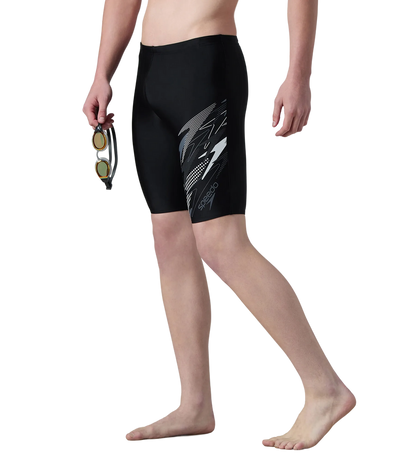 Speedo Medley Jammer Men’s Swimwear – Black / Grey Lead | Chlorine Resistant Swimming Jammer with UPF 40+ & Drawstring Waist