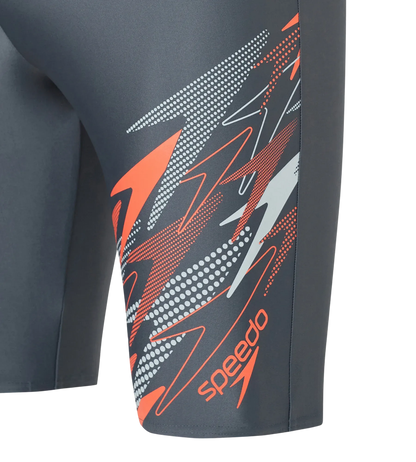 Speedo Medley Jammer Men’s Swimwear – Grey Lead Coral | Chlorine Resistant Swimming Jammer with UPF 40+ Protection & Drawstring Waist