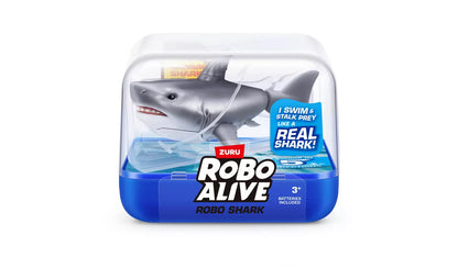 ZURU Robo Alive Robo Shark Water Activated Swimming Toy with Realistic Shark Movement, Swims in 5 Directions, Interactive Robotic Water Toy with Lifelike Design, Batteries Included, Bath Tub & Swimming Pool Toy for Kids Boys & Girls