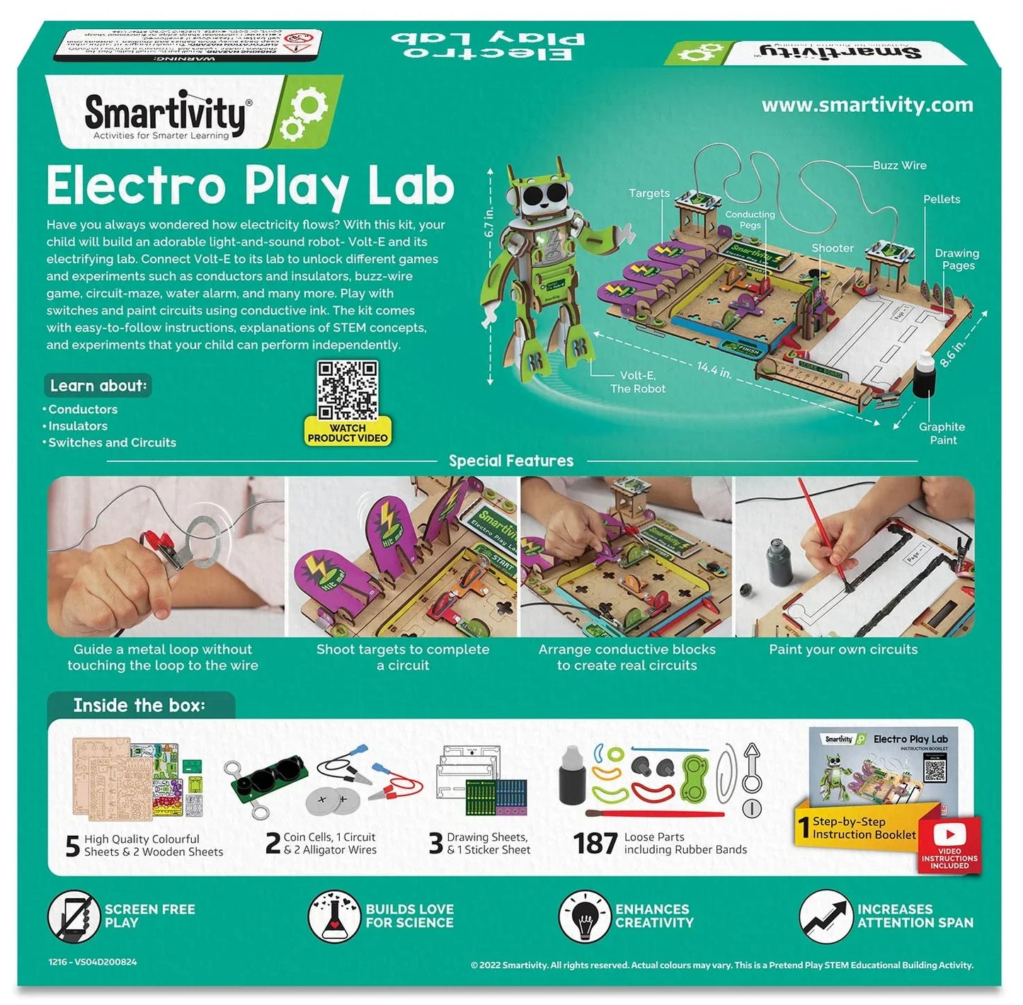 Smartivity Electricity Kit for Kids 8-14 | DIY Circuit & Robot Science Project with Light & Sound - Jaiman Toys