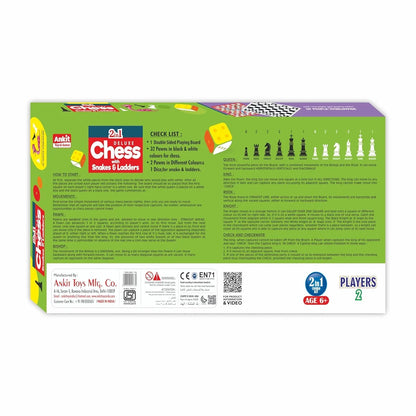 Ankit Toys 2-in-1 Chess & Snakes & Ladders Deluxe Game – 46×46 cm Board for Kids & Adults