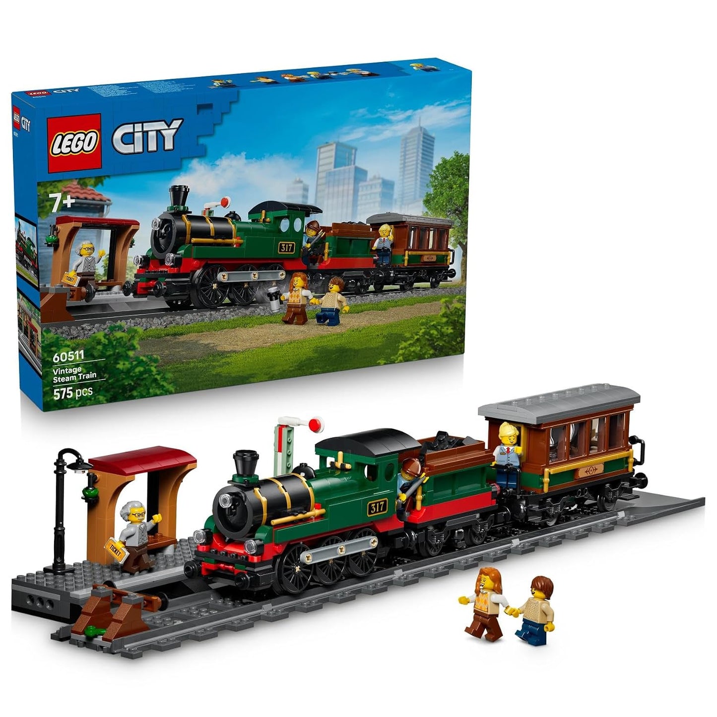LEGO City Vintage Steam Train - Toy Train Set Building Kit for Kids Ages 7 and Up - 60511