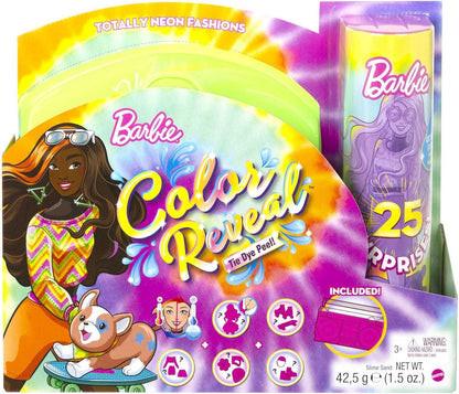 Barbie Color Reveal Totally Neon Fashions Doll with Orange-Streaked Brunette Hair & 25 Surprises | Color-Change Feature | Gift for Kids