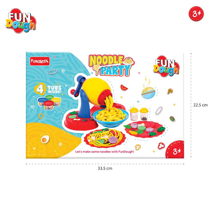 Funskool FunDough Noodle Party Playset | Dough Noodle Maker with 4 Dough Tubs & Accessories | Creative Pretend Food Play for Kids 3+