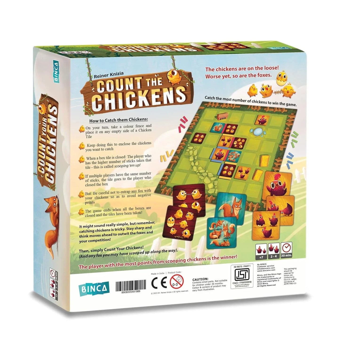 Binca Board Game - Count Your Chickens, Strategy Board Game for Boys & Girls, Fun for Family & Friends Game Night, Card Game for Kids, Teens & Adults, Travel Gifts for Ages 7,8,9,10 & Up, 2-4 Players - Jaiman Toys
