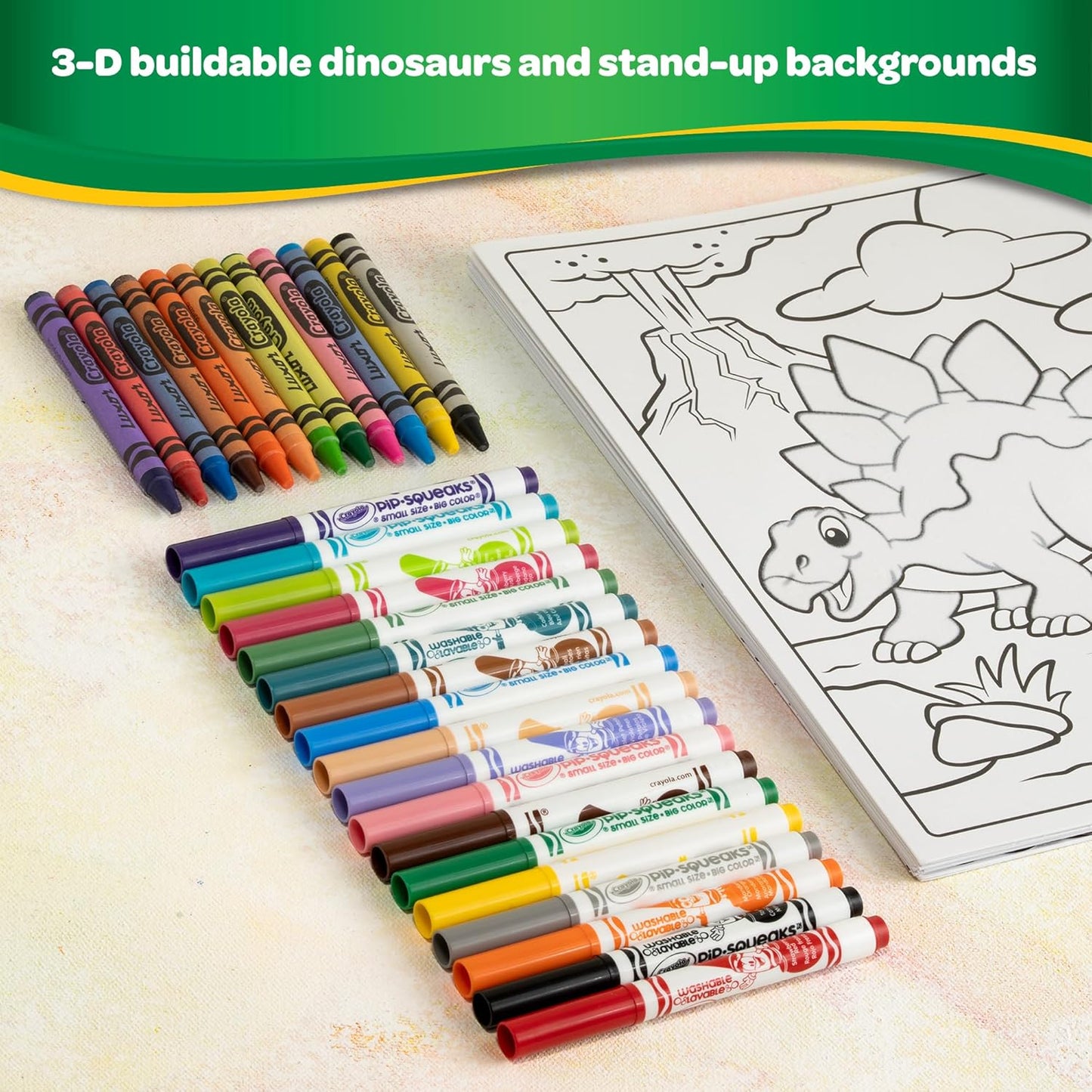 Crayola Dinosaurs 5-in-1 Creativity Kit – Kids Dinosaur Art & Craft Activity Set with Colouring Pages, Crayons, Markers & Stickers (60+ Pieces)