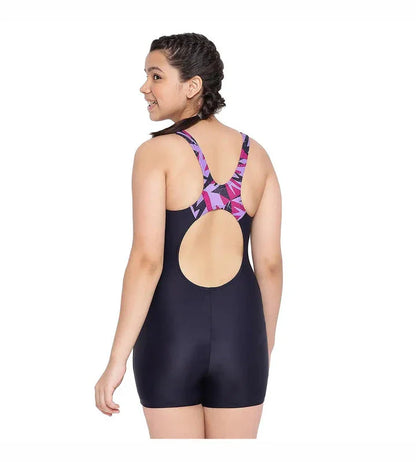 Speedo Girl's Endurance 10 Hyperboom Splice Muscleback Legsuit Swimwear – True Navy & Berry, Size 28 | Chlorine Resistant, UV Protection - Jaiman Toys