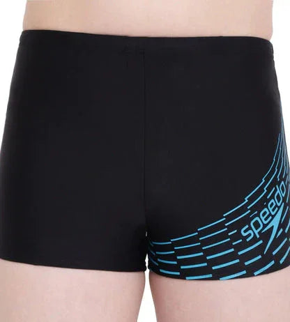 Speedo Boy's Endurance 10 Medley Logo Aquashort – Black & Aquarium, Size 30 | Chlorine Resistant, UPF 40+ - Jaiman Toys