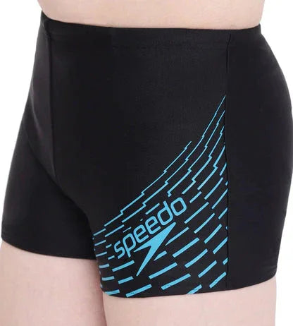 Speedo Boy's Endurance 10 Medley Logo Aquashort – Black & Aquarium, Size 30 | Chlorine Resistant, UPF 40+ - Jaiman Toys
