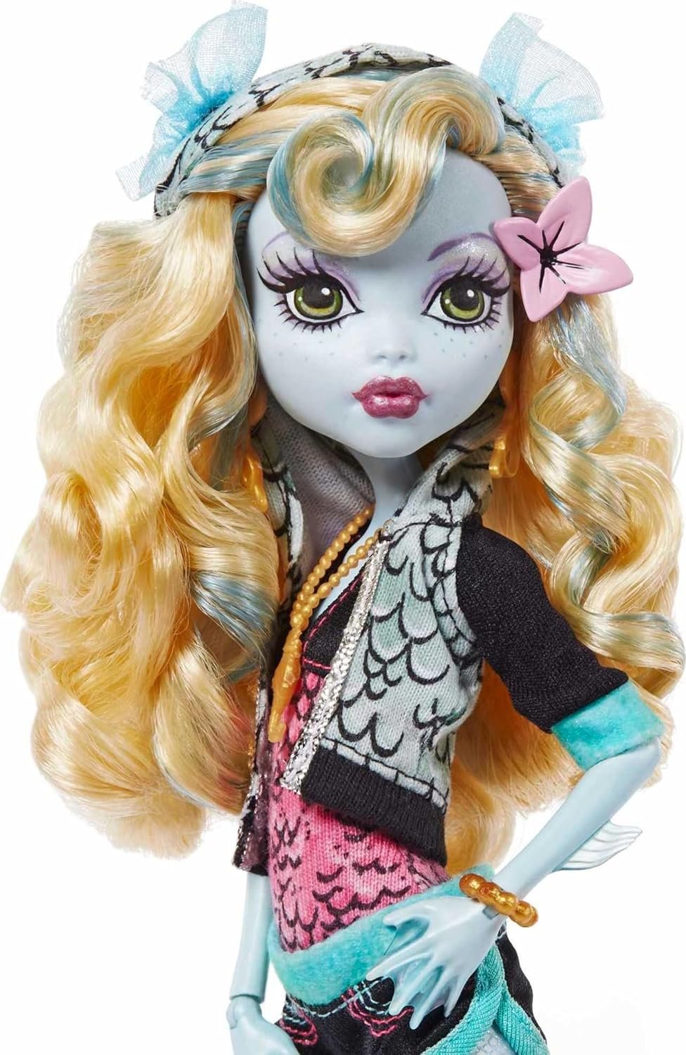 Monster High Lagoona Blue Reproduction Doll (10.5 in) Wearing Original Fashion &amp; Shoes, with Pet, Doll Stand &amp; Accessories, Gift for Collectors