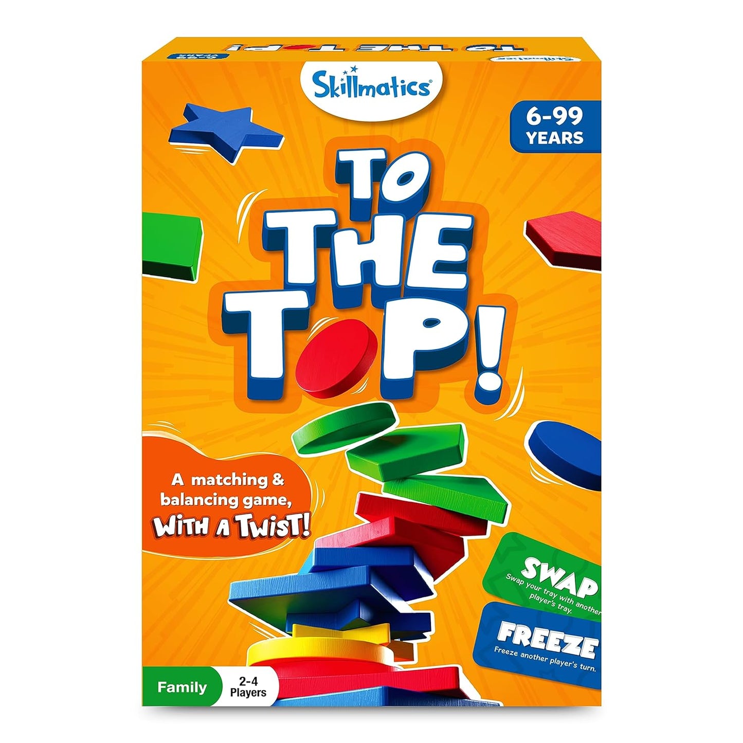 Skillmatics Board Game - 2 The Top, Matching & Balancing Game With A Twist, Match Colors & Shapes, Fun Family Friendly Game, For Kid