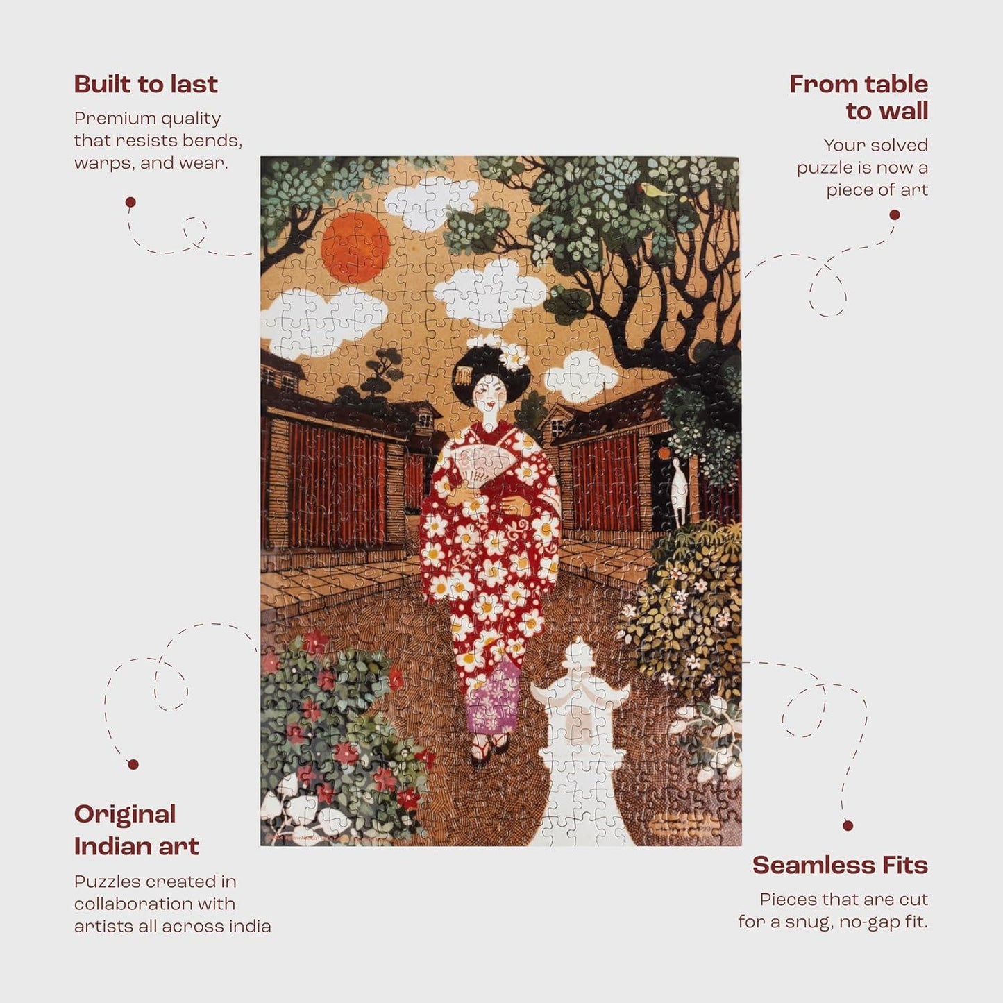 Jigsaw Nation 500 Piece Rectangle Puzzle – Girl in Kimono by Mario De Miranda | Artistic Jigsaw Puzzle for Kids, Teens & Adults