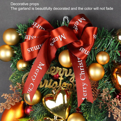 Luxury Christmas Wall Hanging Centerpiece with Golden Hearts & Ornaments | Pinecone & Bauble Decorative Arrangement – Holiday Home Décor