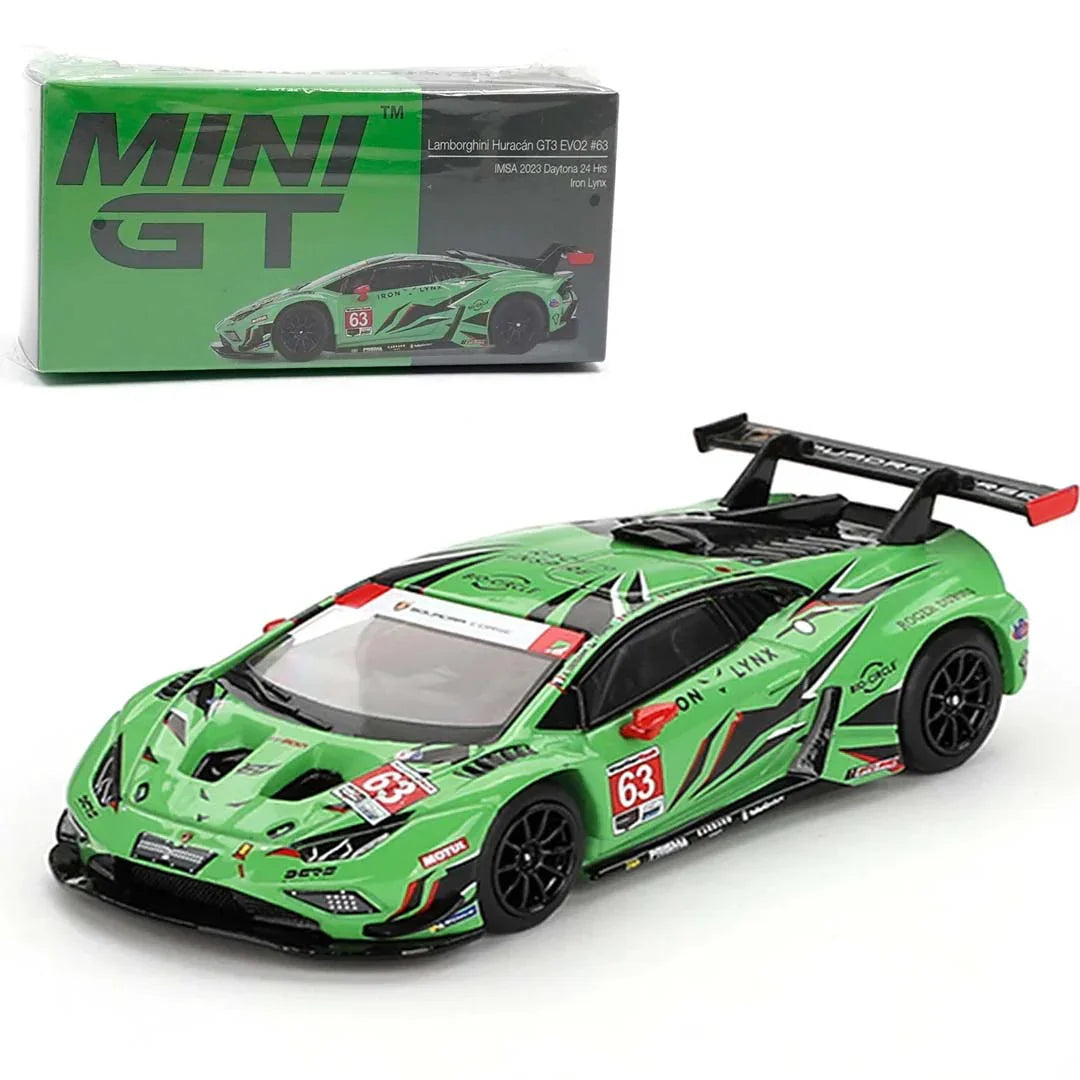 Mini GT 1/64 Lamborghini Huracan GT3 EVO2 #63 Iron Lynx IMSA 2023 Daytona 24 Hrs LHD Diecast Scale Model Car - Jaiman Toys