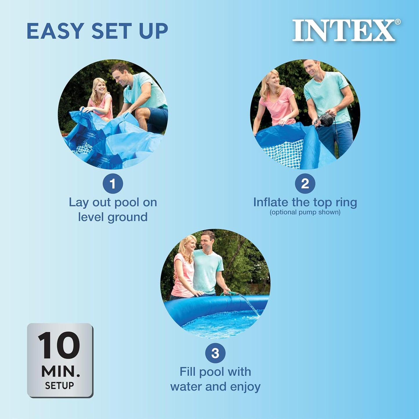 Intex Easy Set Swimming Pool 28106 – 8 ft x 24 in (244 × 61 cm) Inflatable Outdoor Family Pool | Quick Setup Backyard Pool