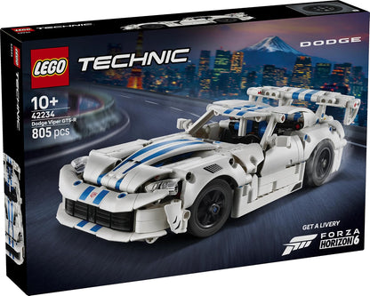 LEGO 42234  Technic Dodge Viper GTS-R Sports Car – 805-Piece Racing Car Kit, Ages 10+