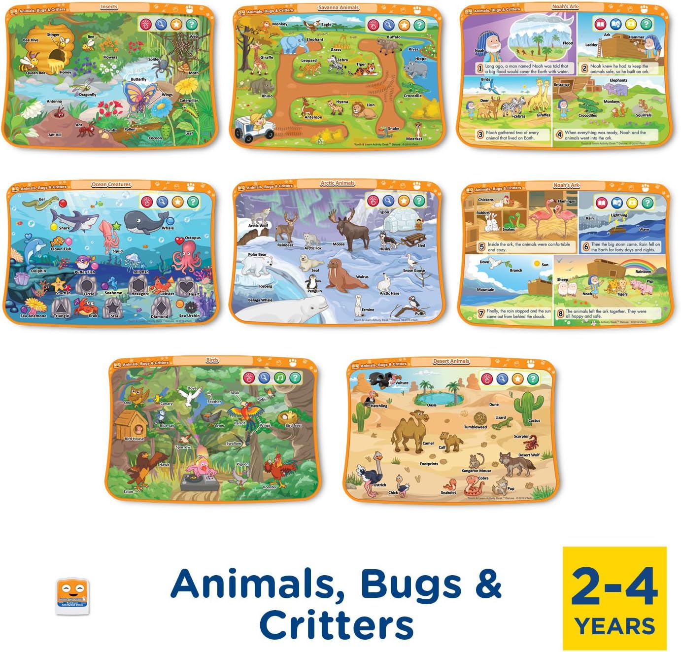 VTech Touch & Learn Activity Desk Deluxe 4-in-1 Pre-Kindergarten Expansion Pack Bundle | 32 Interactive Pages | Educational Learning Cartridge Set for Kids Age 2–4 Years
