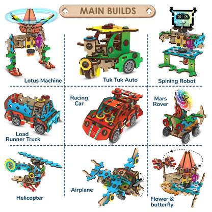Engage kids with Smartivity 20-in-1 Spin-n-Go Kit. Build robots, cars, airplanes & more. Fun STEM DIY toy for kids 6-12. Perfect birthday gift! - Jaiman Toys