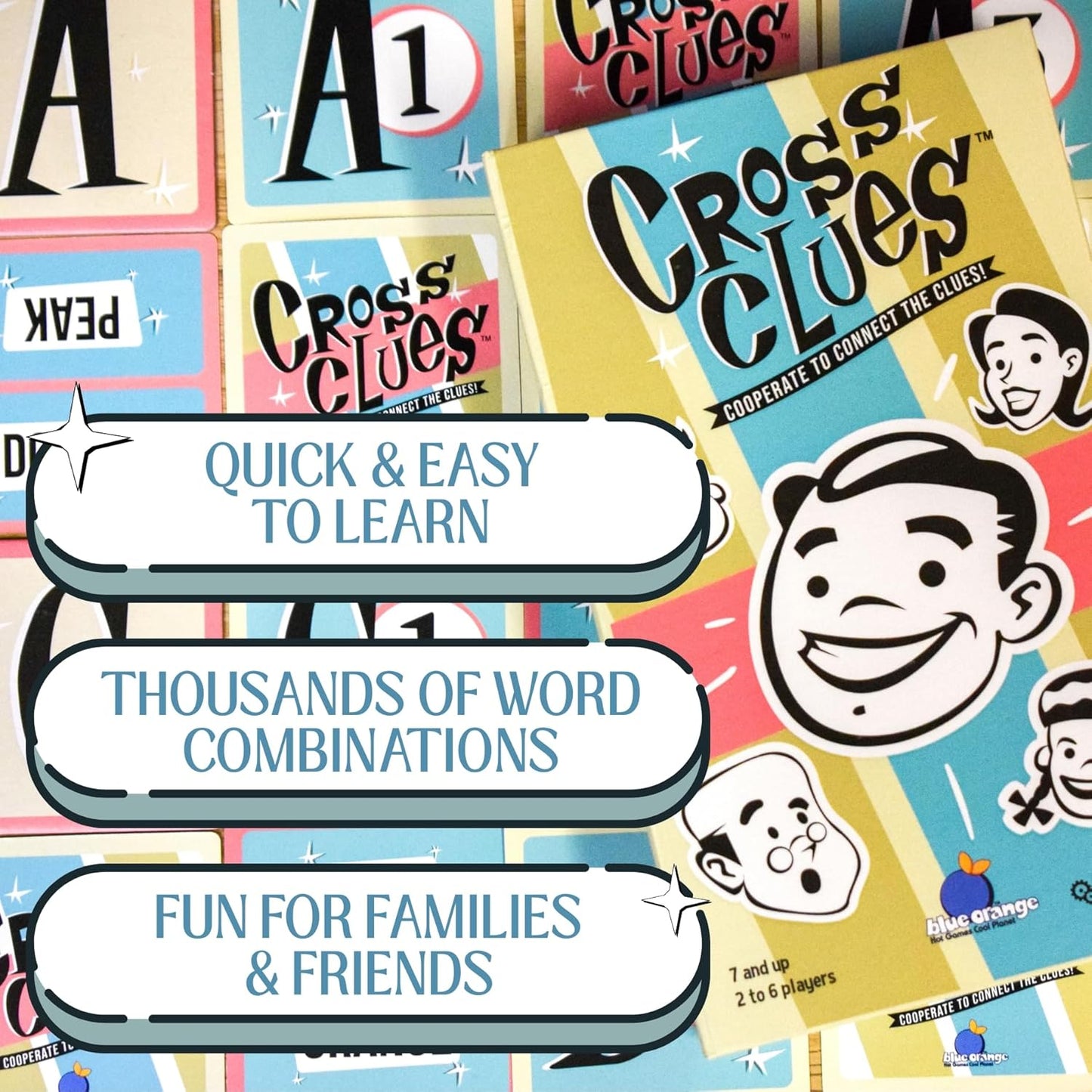 Cross Clues Cooperative Word Game by Blue Orange Games – Fast Family & Party Game for 2–6 Players (Ages 7+)