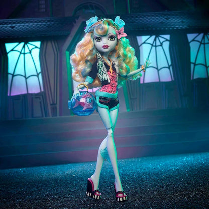 Monster High Lagoona Blue Reproduction Doll (10.5 in) Wearing Original Fashion &amp; Shoes, with Pet, Doll Stand &amp; Accessories, Gift for Collectors