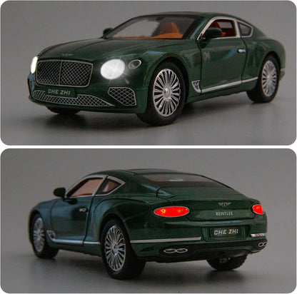 Joy Junction Bentley Cont Smoke 1:24 Scale Die-Cast Luxury Coupe Model with Sound & Light – Pull Back Metal Car Toy (Green)