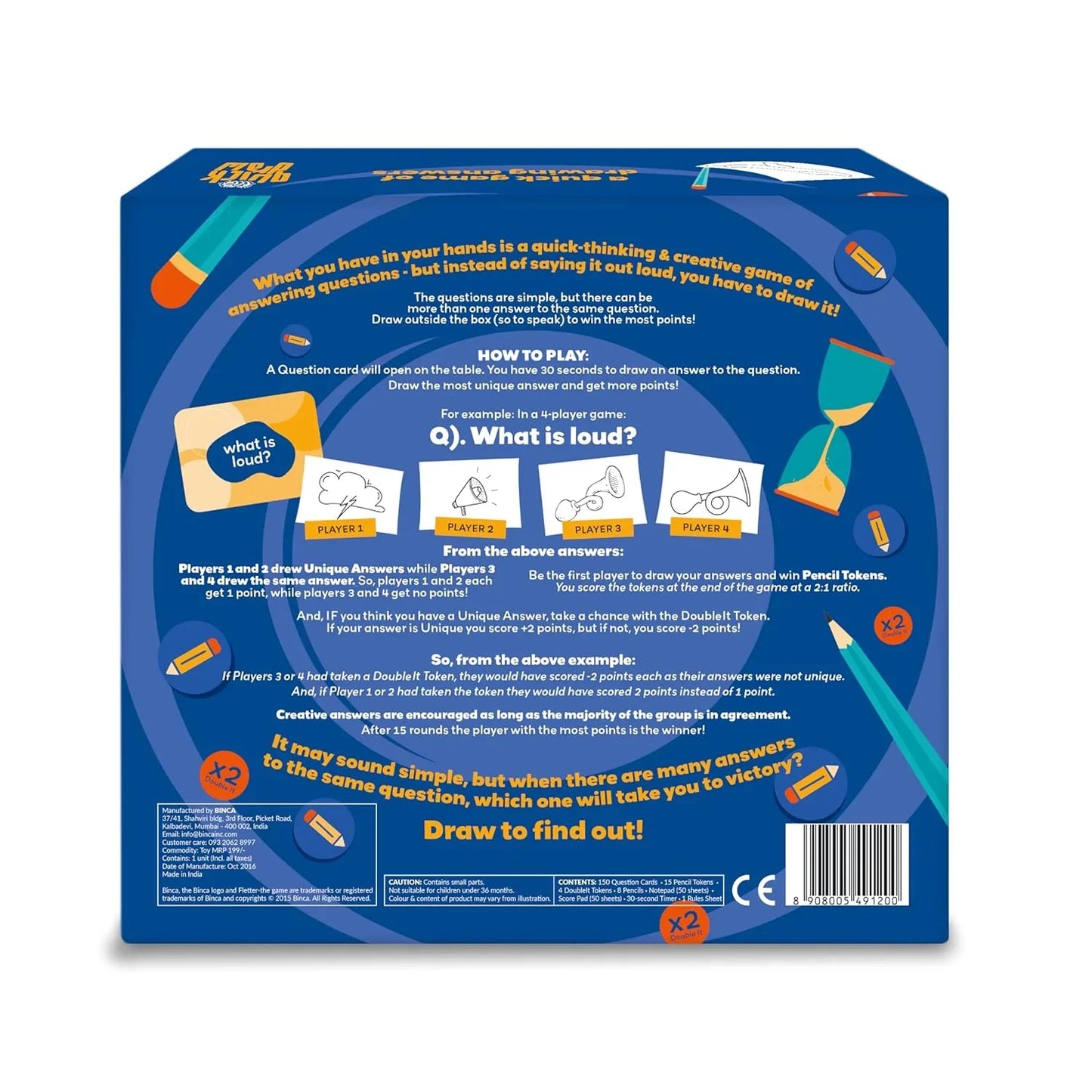 Binca Fletter Quick Draw – Family Drawing Game Like Pictionary, Fun for Game Nights & Parties (Ages 8+) - Jaiman Toys