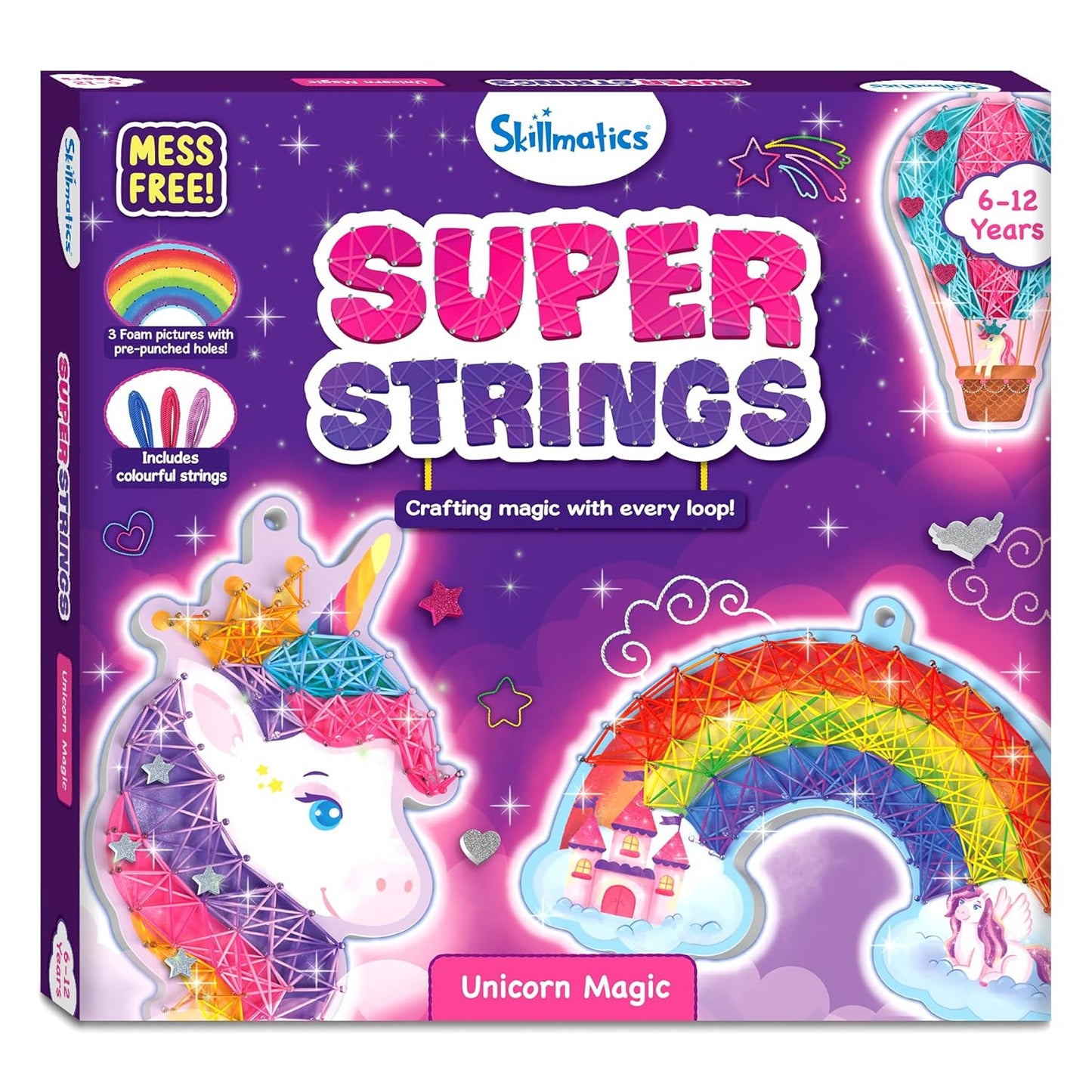 Skillmatics Art & Craft Activity - Super Strings Unicorn Magic, Mess-Free Art for Kids, Craft Kits & Supplies, DIY Creative Activity, Gifts for Girls & Boys Ages 6, 7, 8, 9, 10, 11, 12