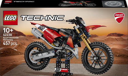 LEGO 42238 Technic Ducati Desmo450 MX Factory Motorcycle – 457-Piece Motocross Bike Building Set, Ages 10+