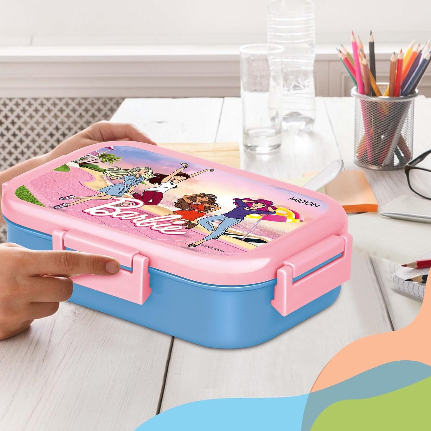 Milton Barbie 700ml Kids Lunch Box with Stainless Steel Inner Container | School Tiffin Box with Steel Snack Container
