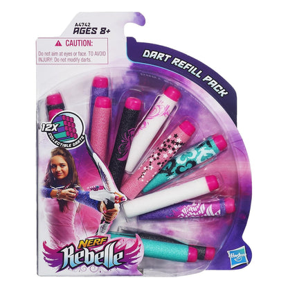 Nerf Rebelle Dart Refill Pack | 12 Foam Refill Darts for Nerf Rebelle Blasters | Soft Foam Replacement Ammo | Official Hasbro | Ages 8+