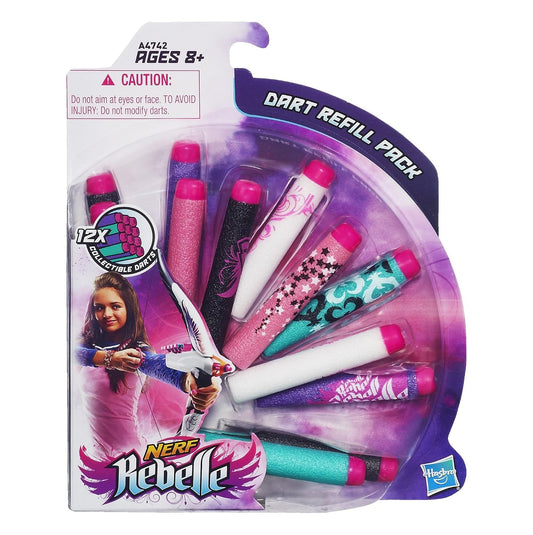 Nerf Rebelle Dart Refill Pack | 12 Foam Refill Darts for Nerf Rebelle Blasters | Soft Foam Replacement Ammo | Official Hasbro | Ages 8+