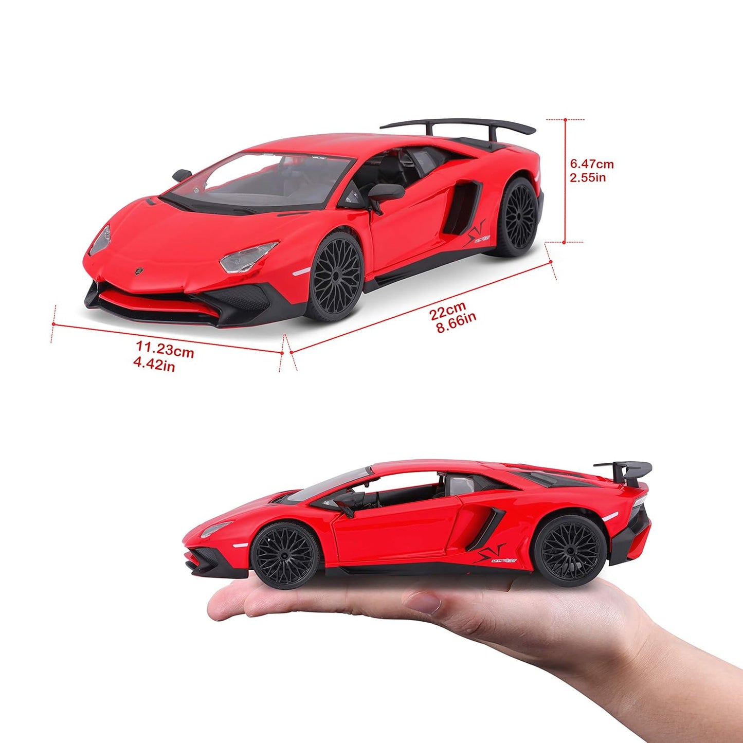 Bburago Die-Cast 1:24 Scale Lamborghini Aventador LP 750-4 SV Car (Red)