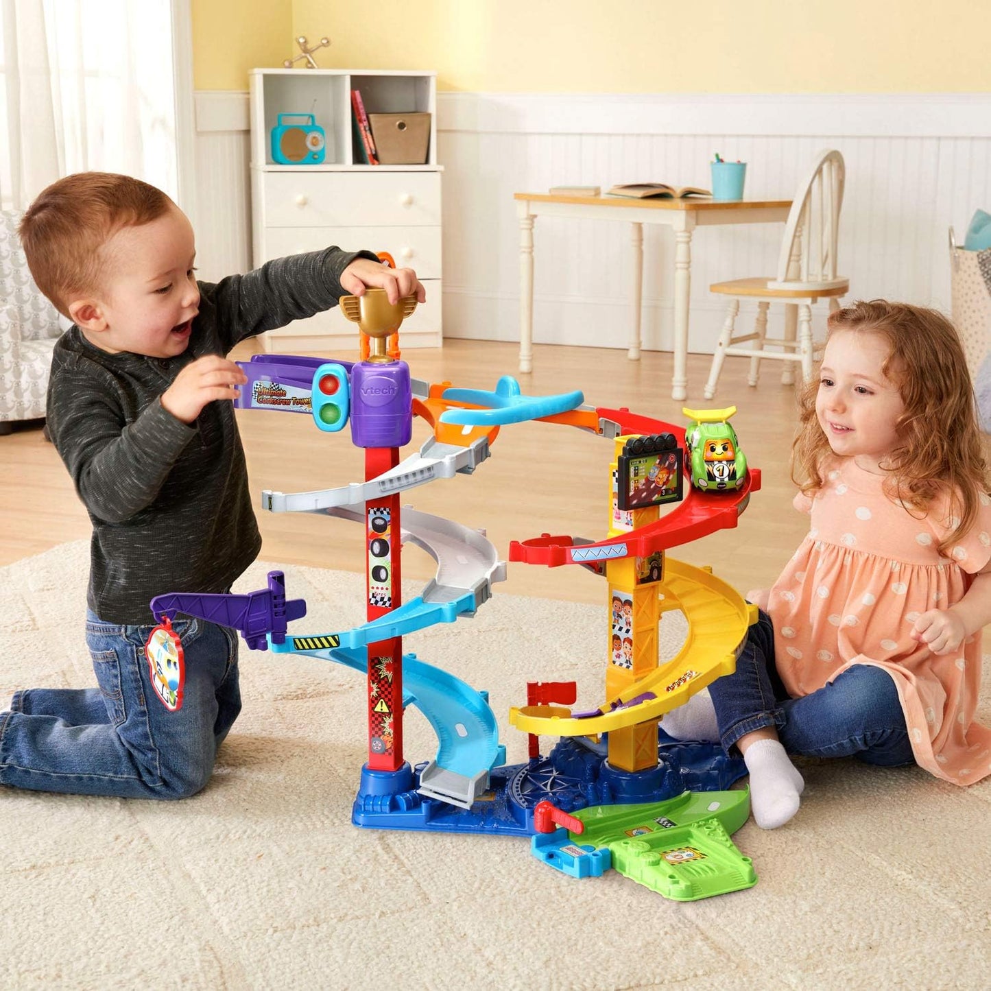 VTech Go! Go! Smart Wheels Ultimate Corkscrew Tower | Interactive Race Track Playset with Corkscrew Spiral, SmartPoint Vehicle & Educational Toy for Toddlers